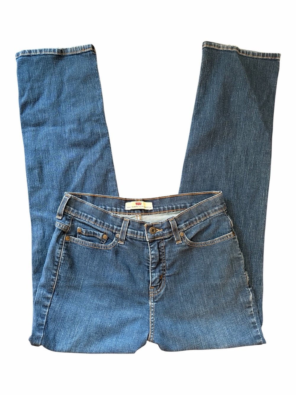 Levi’s Perfectly Slimming 512 Straight Leg Jeans Dark Wash Blue Denim Classic